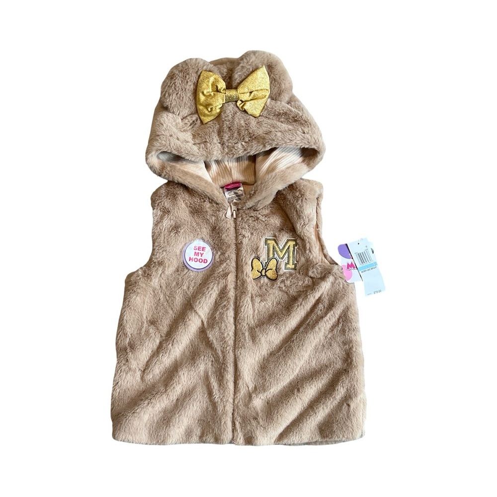 Disney Tan Hooded Vest with Gold Accents